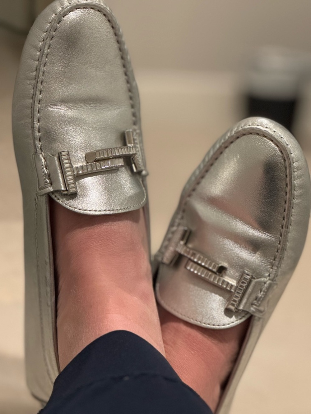 Tod’s Silver Double T Crystal Embellished Gommino Driving Shoes size 39.5 - Picture 8 of 12